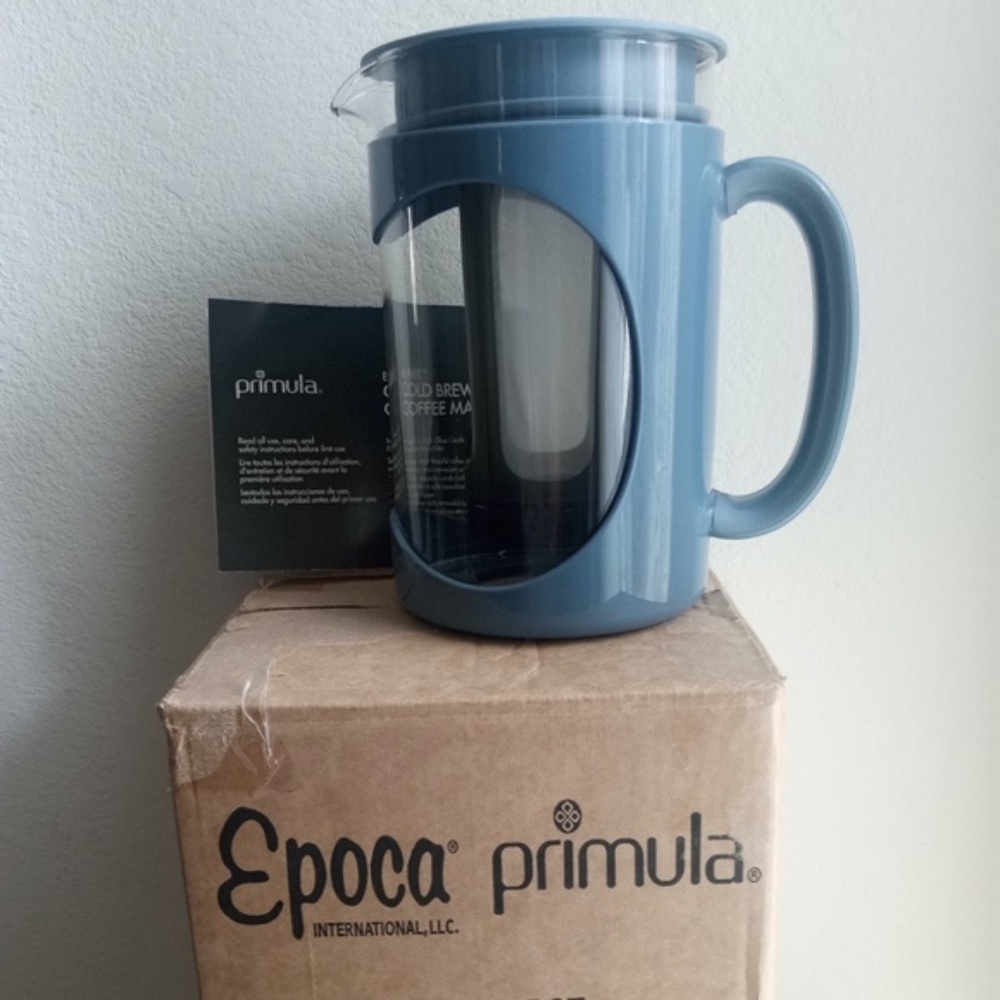 Epoca Primula Burke Cold Brew Iced Coffee Tea Maker 1.6 Quart Blue New